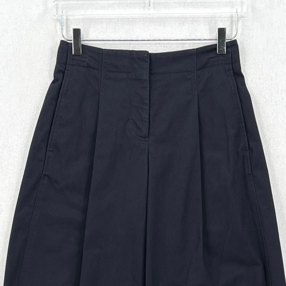 COS Pleated Barrel Leg Chino Pant Women 2 Navy Blue High Rise Crop Ankle Balloon - Picture 9 of 14